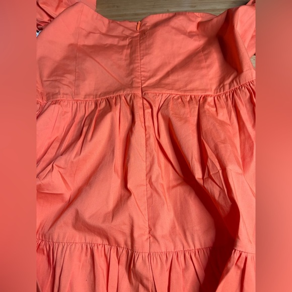 NWT Staud- Elio Off-Shoulder Mini Dress in Color Nectarine. Size 10. - Picture 9 of 11